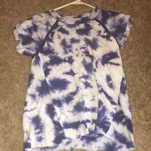 Navy Blue and white tie dye flowy T-shirt